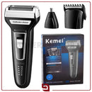 ShaveMaster Kemei – Barbeador Elétrico 4 em 1 Recarregável para Barba, Cabelo e Nariz