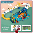 DinoRail City – Mega Pista Ferroviária com Dinossauro, Elevador, Estacionamento e 4 Carrinhos