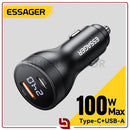 Essager SmartVolt 100W – Carregador Veicular USB-C PD 45W + Voltímetro Digital Real-Time