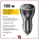 Essager SmartVolt 100W – Carregador Veicular USB-C PD 45W + Voltímetro Digital Real-Time