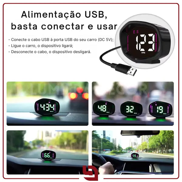 SpeedView HUD – Velocímetro Digital Automotivo com GPS e Display Heads Up