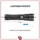 TactLight Pro – Lanterna Tática LED Recarregável Zoom Telescópico, Alta Potência e Corpo em Alumínio